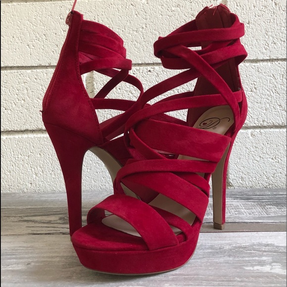 Shoes - Sexy Red Strappy platform high heel